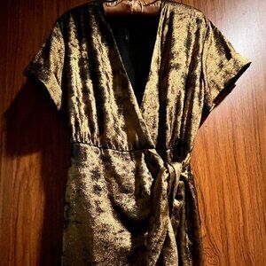 Metallic gold wrap dress